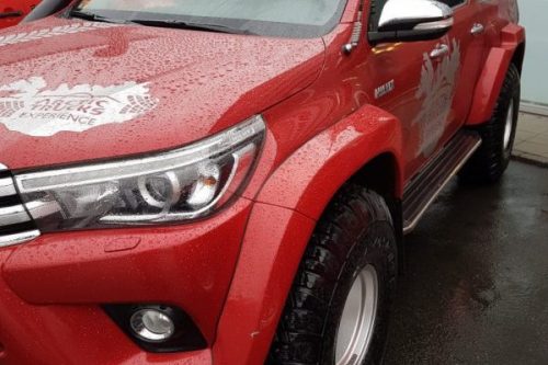 Picture of Red Hilux in Iceland